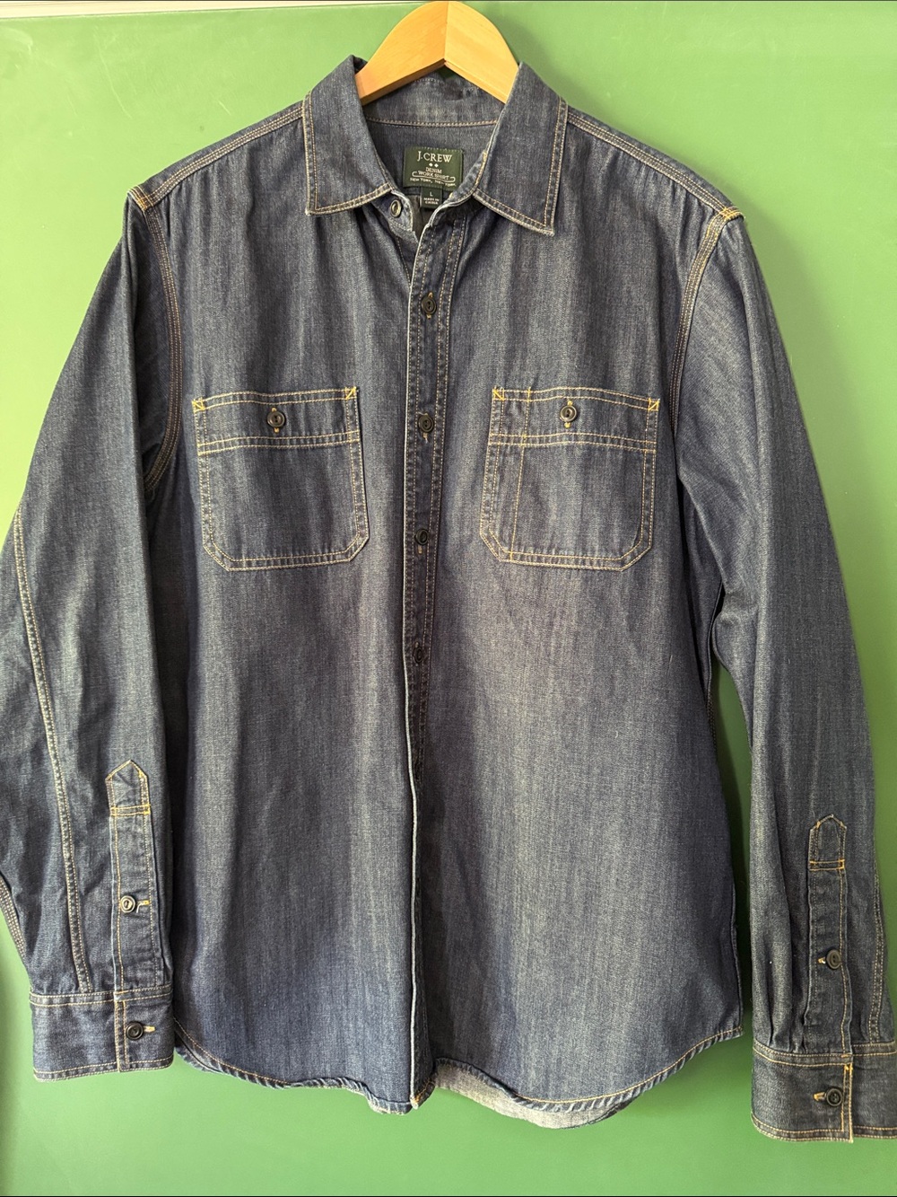 J. Crew Denim Workshirt Mens L Classic Preppy Fall Layering Jacket
